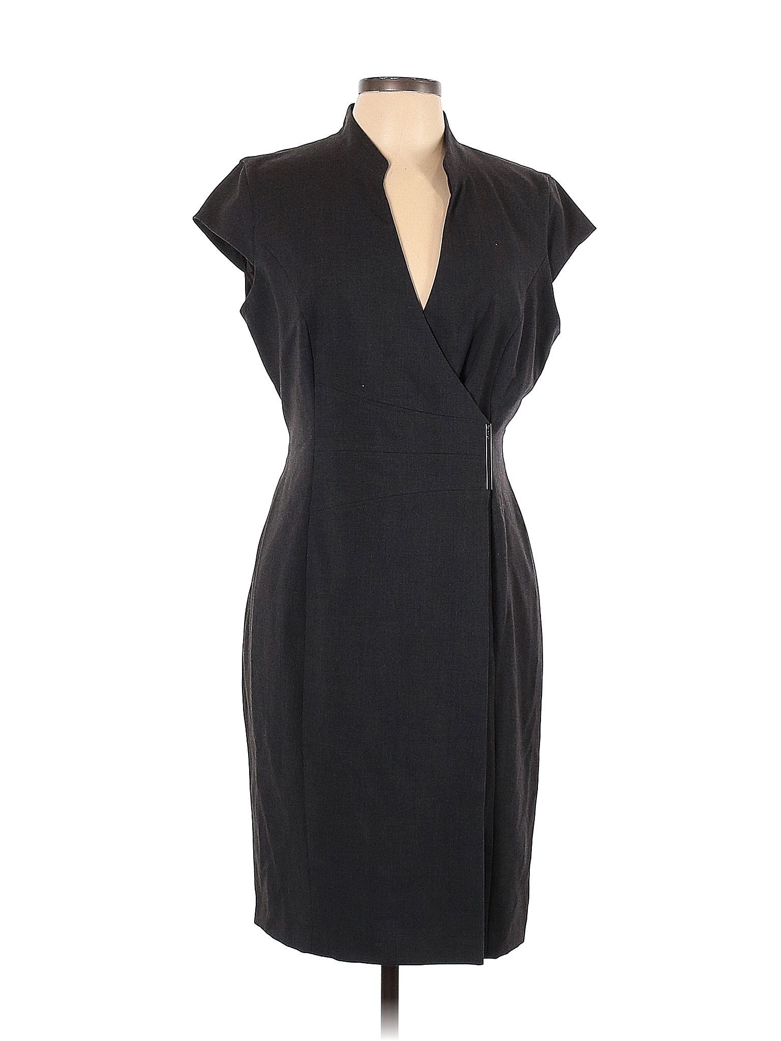 Calvin Klein Solid Black Gray Casual Dress Size 12 72 off thredUP