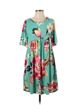 Haptics Full Size Ruffled Printed Dress with Side Pockets