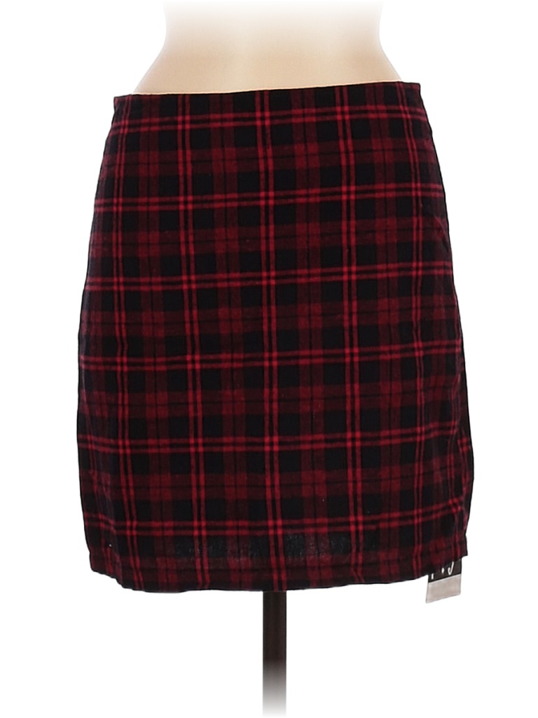 Pitaya 100% Cotton Plaid Tweed Multi Color Red Casual Skirt Size M - 42 ...