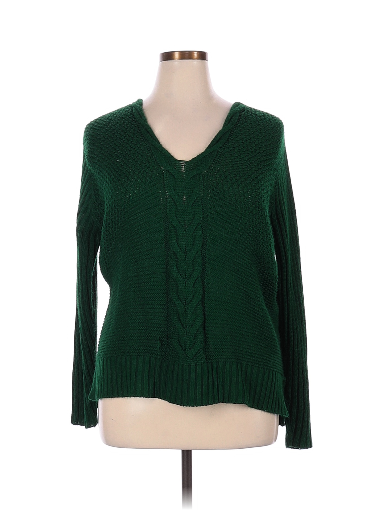 Ashley Stewart 100% Acrylic Color Block Solid Colored Green Pullover ...