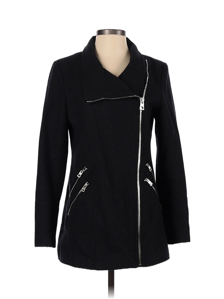 Guess Solid Black Wool Coat Size S 73 off thredUP