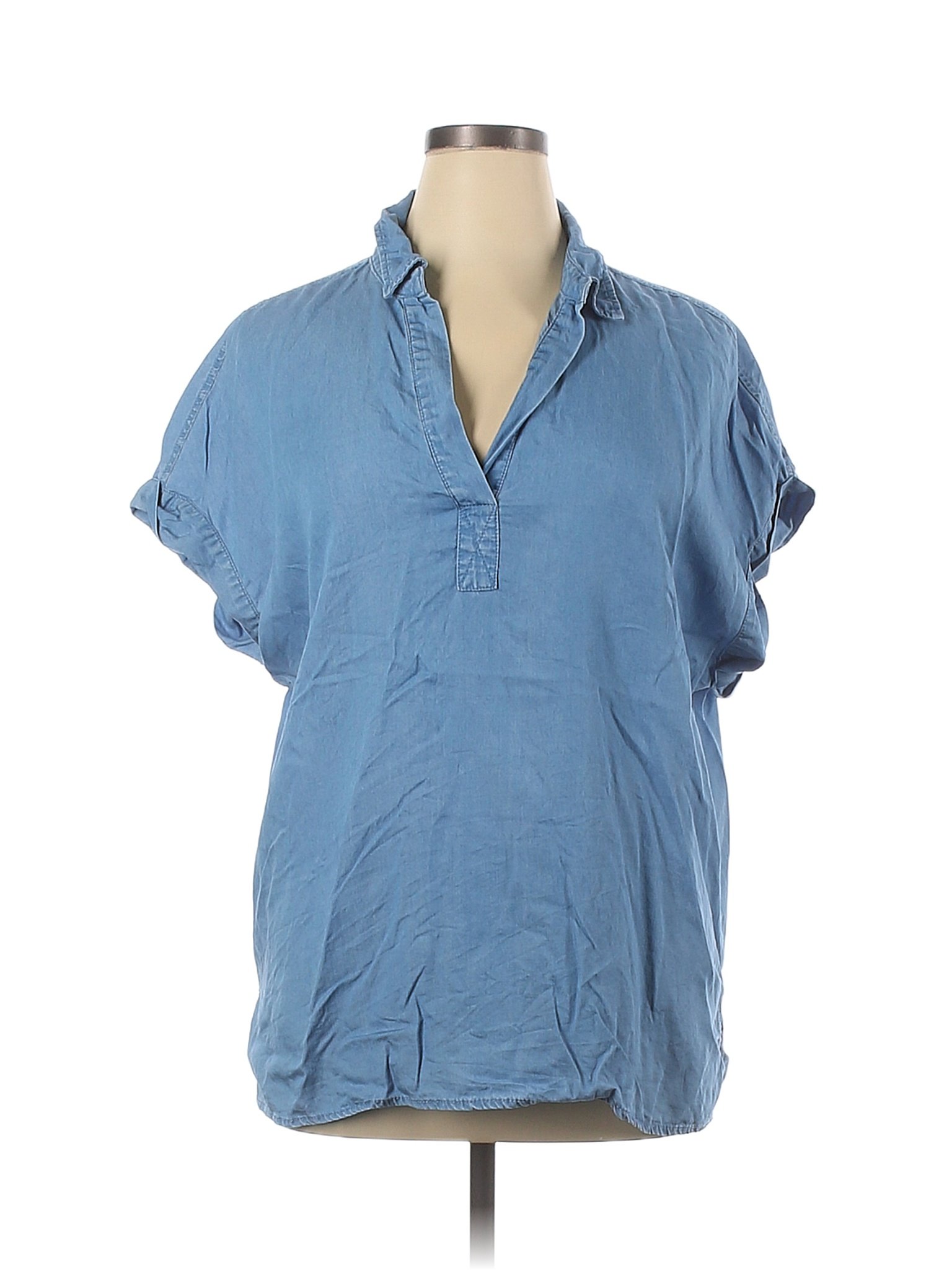 Jane and Delancey 100% Lyocell Blue Short Sleeve Blouse Size 1X (Plus ...