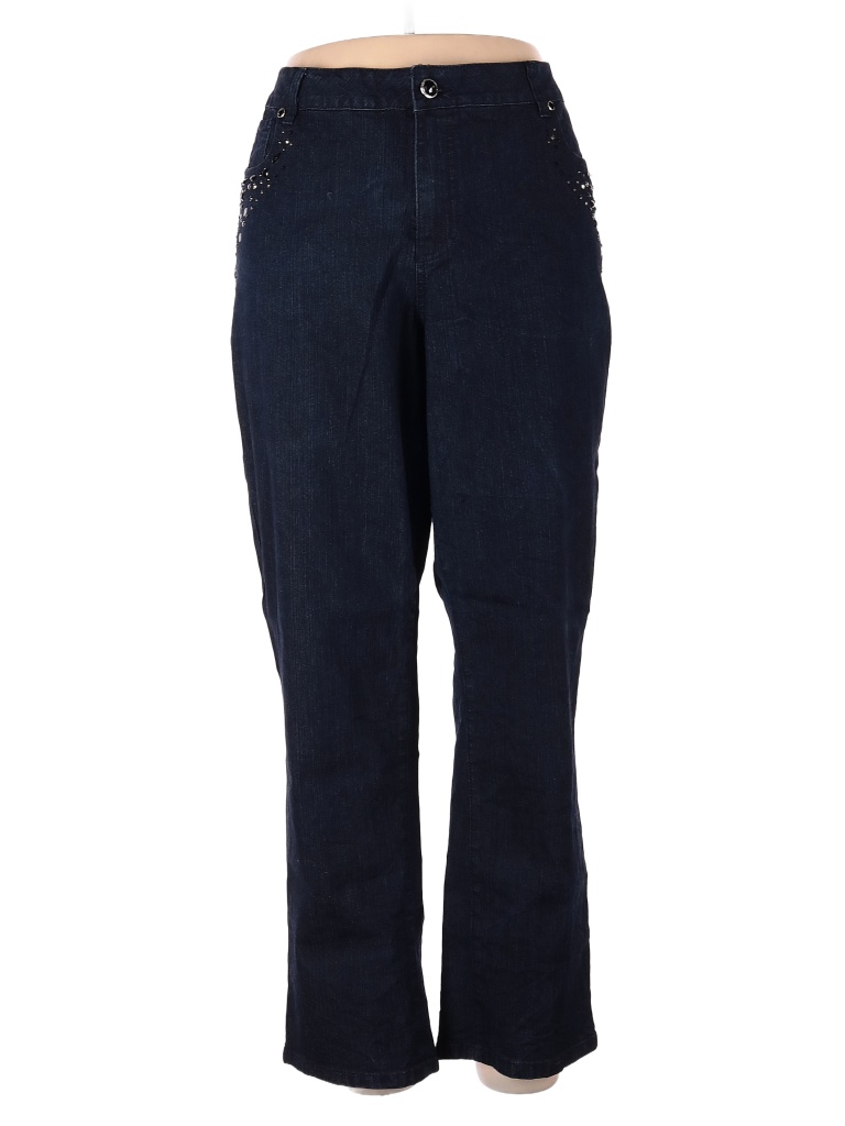 Roz & Ali Solid Blue Jeans Size 18 (Plus) - 70% off | thredUP