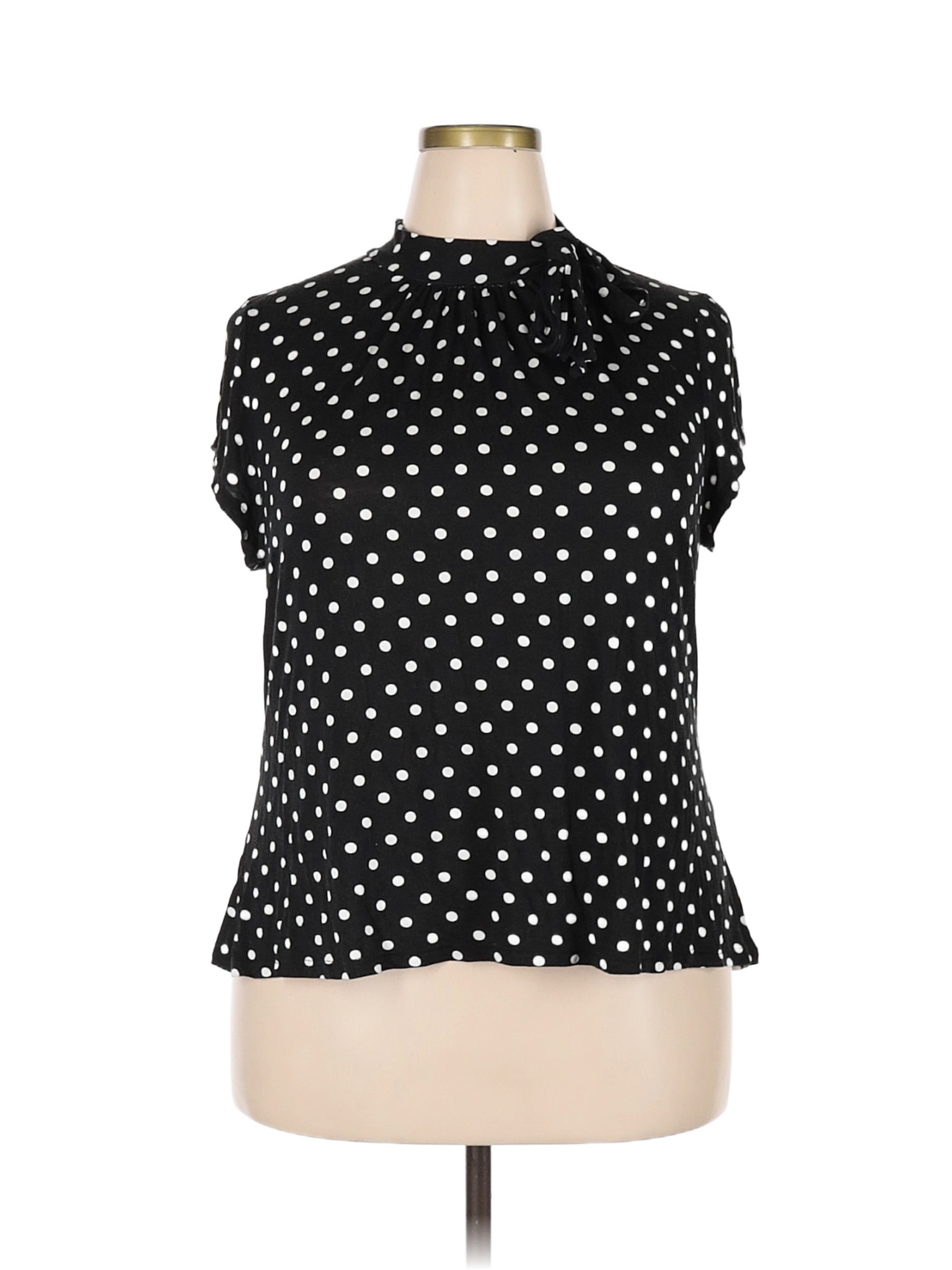 Fervour 100 Cotton Polka Dots Black Short Sleeve Top Size 3x Plus