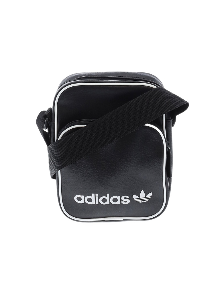 Adidas 100 Polyurethane Solid Black Crossbody Bag One Size 60 off