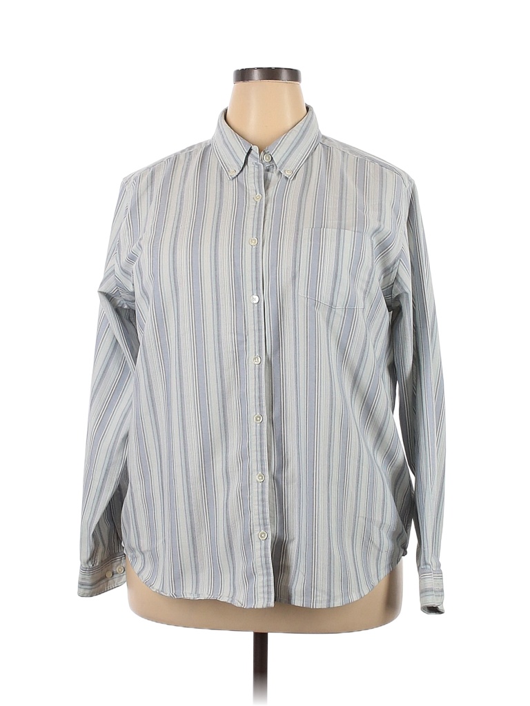 Cabin Creek Stripes Blue Long Sleeve Button-Down Shirt Size 20 (Plus ...
