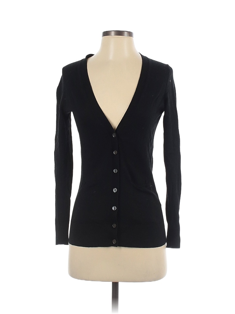 Banana Republic 100% Merino Wool Color Block Solid Black Wool Cardigan 