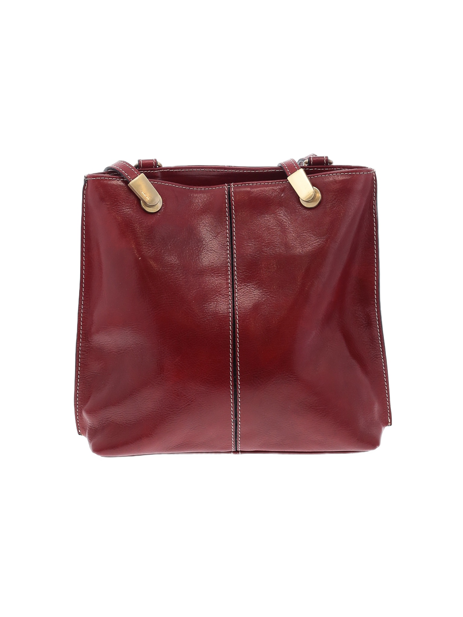 MADE IN ITALY 100 Leather Solid Colored Red Leather Shoulder Bag One