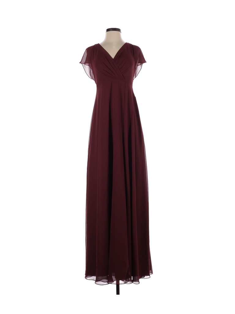Jenny Yoo Collection 100 Polyester Solid Colored Burgundy Cocktail