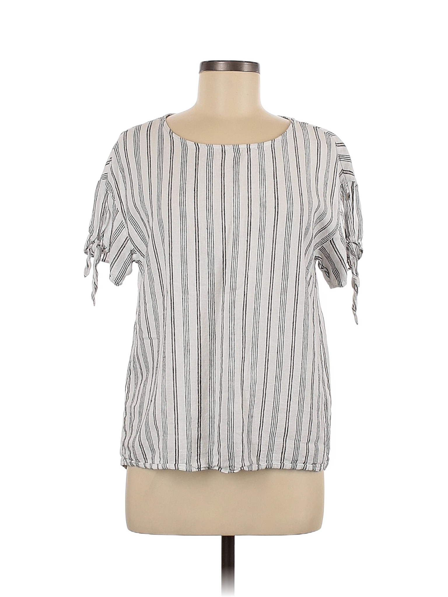T-shirt Manches Courtes Company Ellen Tracy – Rayures Grises, Coupe Relax, Taille L Pour Femme