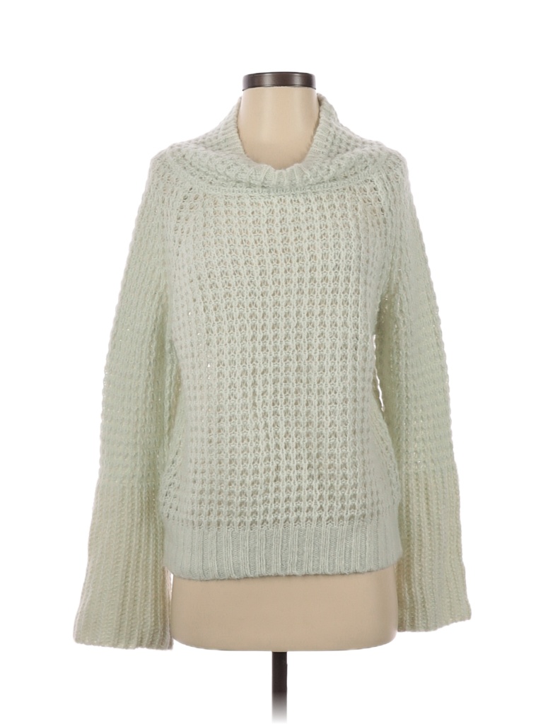 Maeve Color Block Solid Ivory Turtleneck Sweater Size S (Petite) - 80% ...