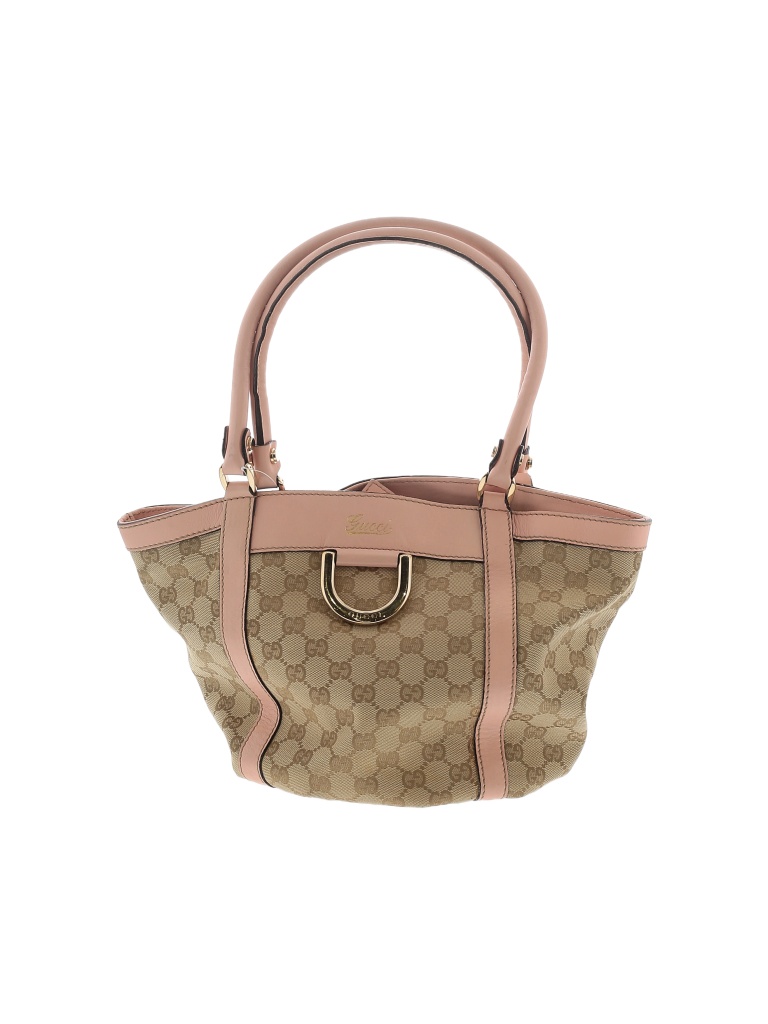 Gucci 100% Canvas Color Block Colored Tan Vintage GG Canvas Abbey Tote Bag One Size - photo 1