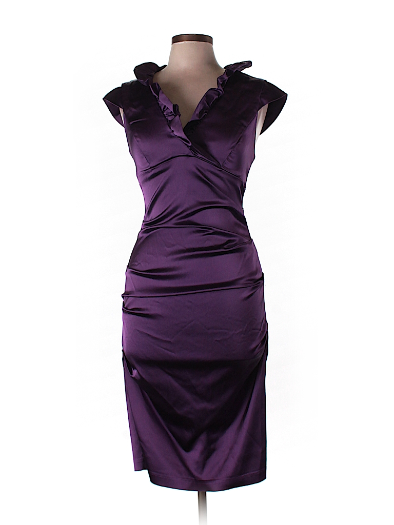 Xscape Solid Dark Purple Cocktail Dress Size 10 - 79% off | thredUP