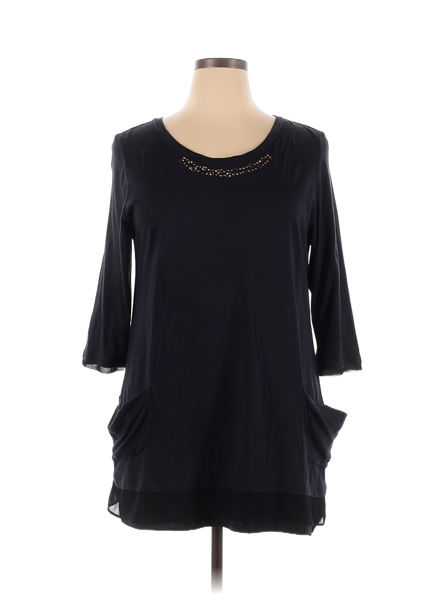 LOGO by Lori Goldstein Solid Black 3/4 Sleeve Blouse Size XL - 77% off ...