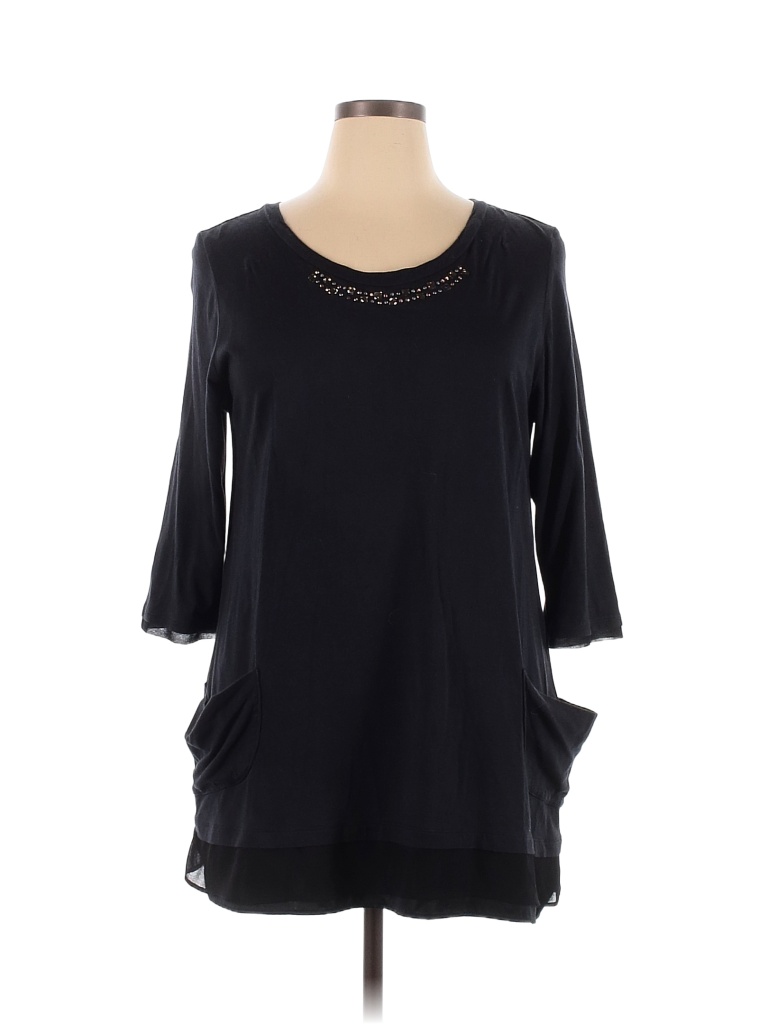 LOGO by Lori Goldstein Solid Black 3/4 Sleeve Blouse Size XL - 77% off ...