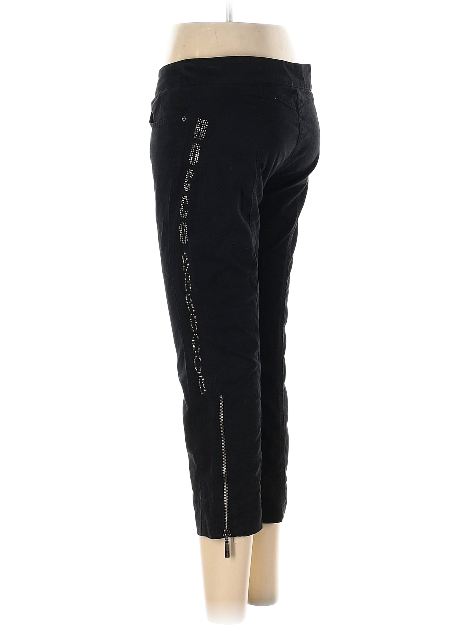 Roccobarocco Womens Pants Size US 10 Black Straight Leg Thermal