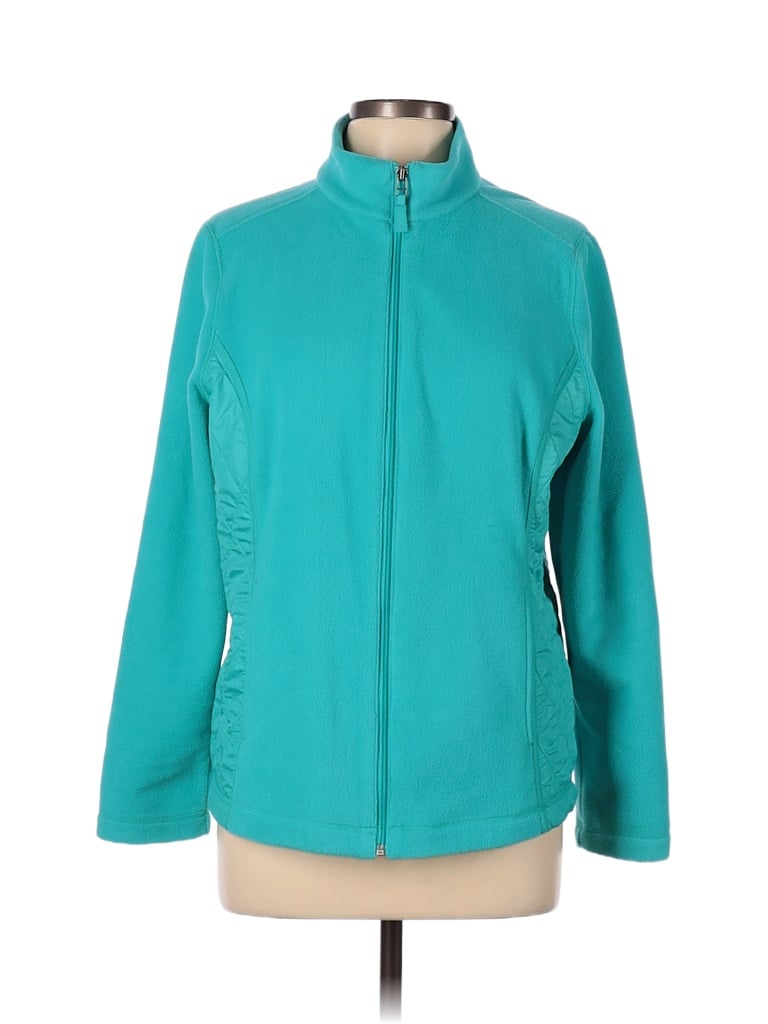 Talbots Outlet 100 Polyester Solid Colored Blue Jacket Size L 70 off thredUP