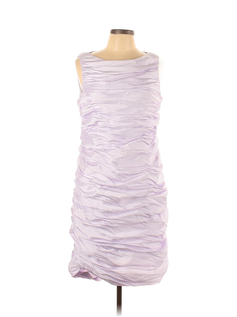 Calvin Klein 100 Polyester Solid Lavender Purple Cocktail Dress Size