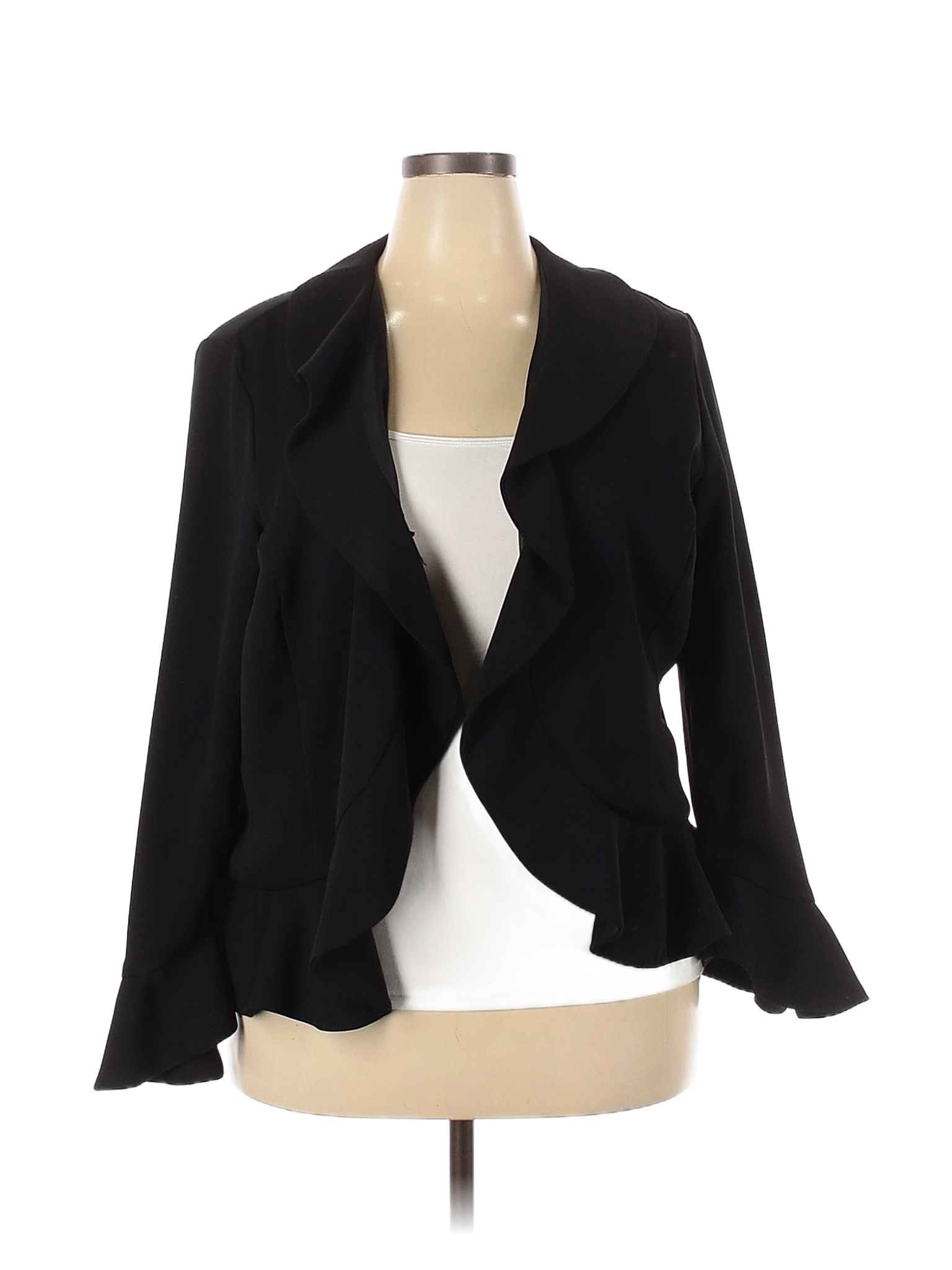 Ashley Stewart 100% Polyester Solid Black Blazer Size 20 (Plus) - 70% ...