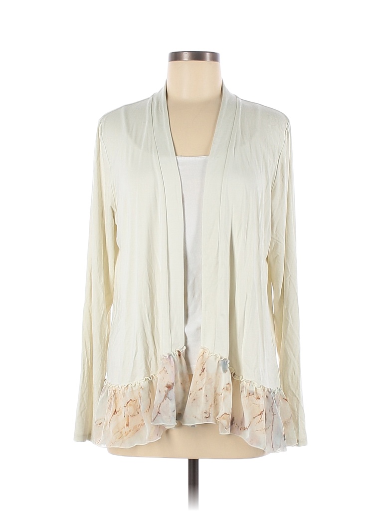 LOGO by Lori Goldstein Color Block Floral Ivory Cardigan Size M - 73% ...