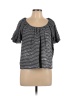 TeXTURE & THREAD Madewell Stripes Multi Color Black Short Sleeve Top Size L - photo 1