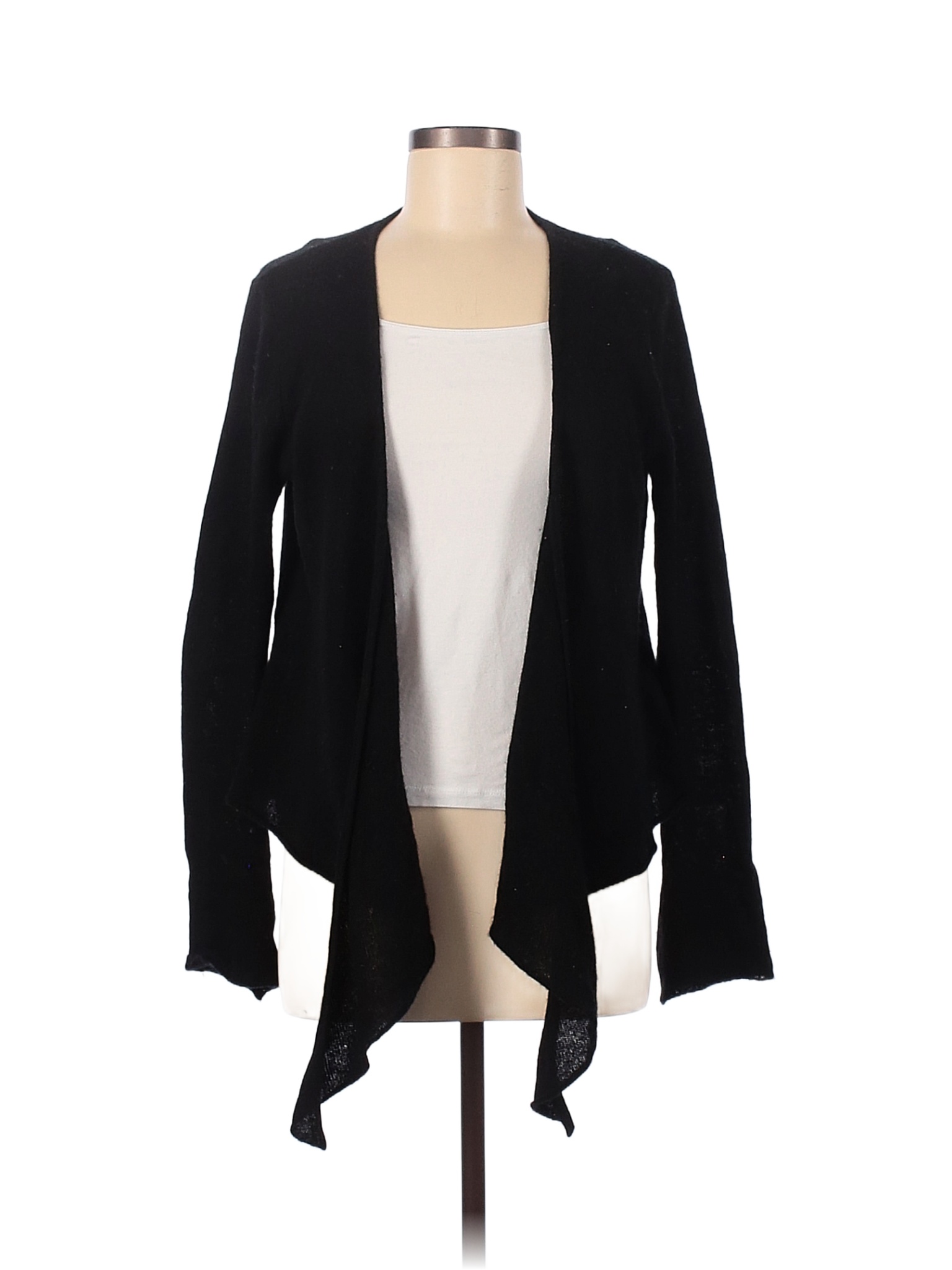 Olivia & Grace 100% Cashmere Color Block Solid Black Cashmere Cardigan ...