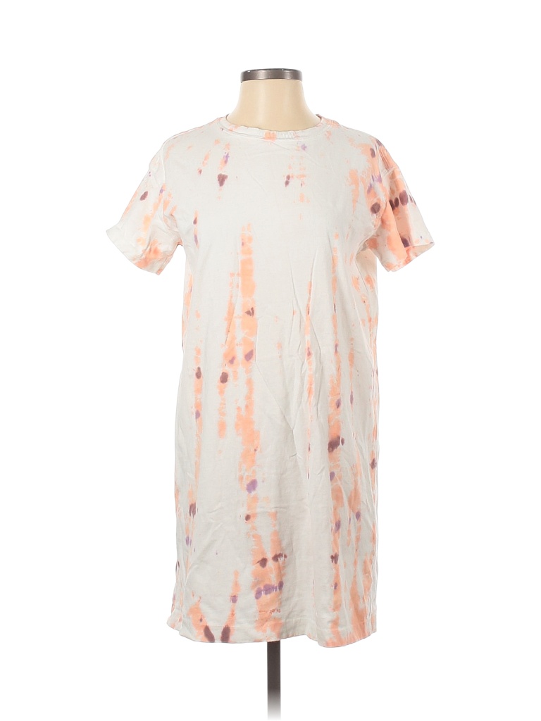Old Navy 100% Cotton Acid Wash Print Paint Splatter Print Tie-dye Ivory White Casual Dress Size XS - photo 1