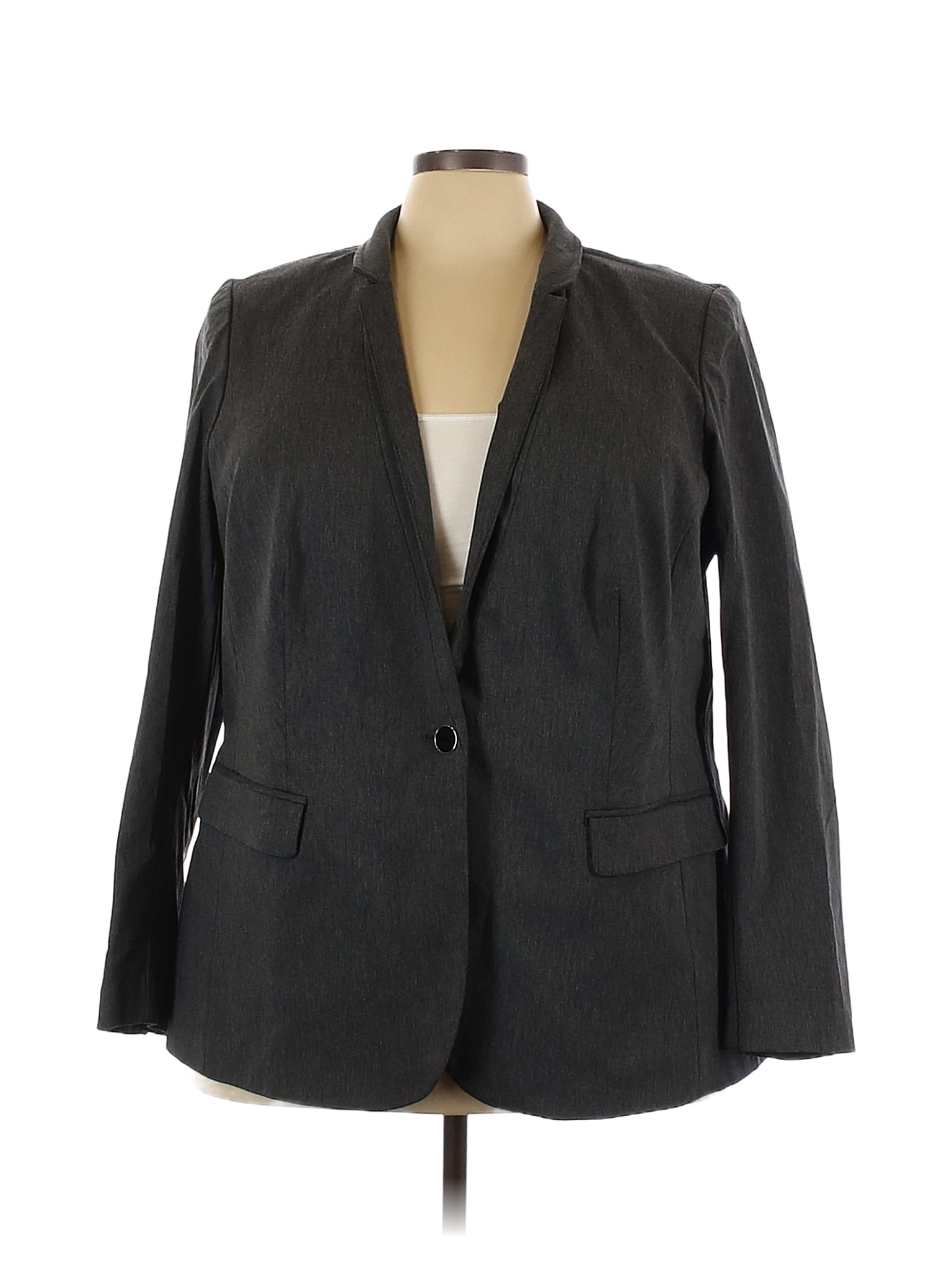 Lane Bryant Solid Gray Blazer Size 26 (Plus) 68 off thredUP