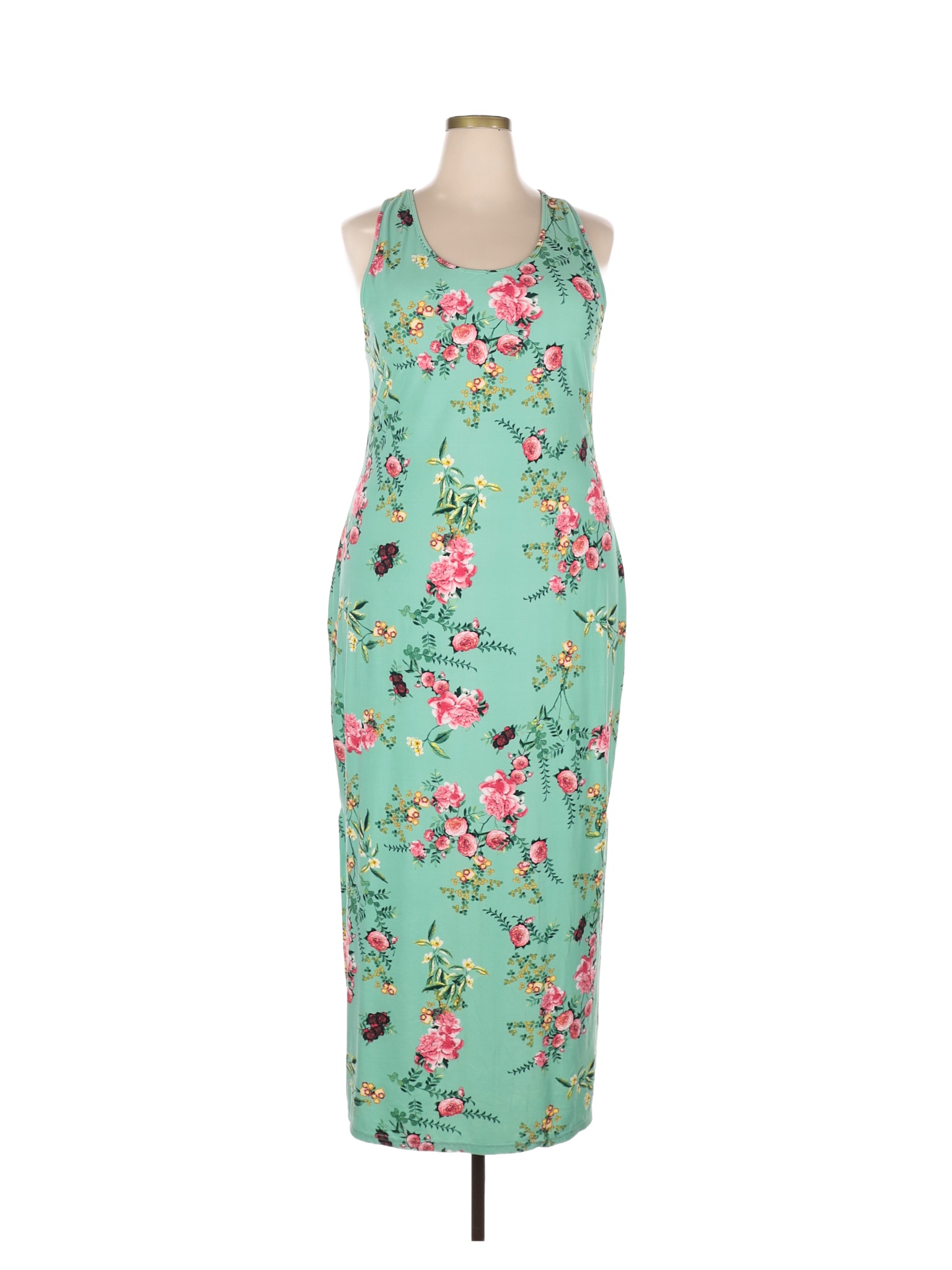 Hot Kiss Floral Colored Green Casual Dress Size 3X (Plus) 46 off