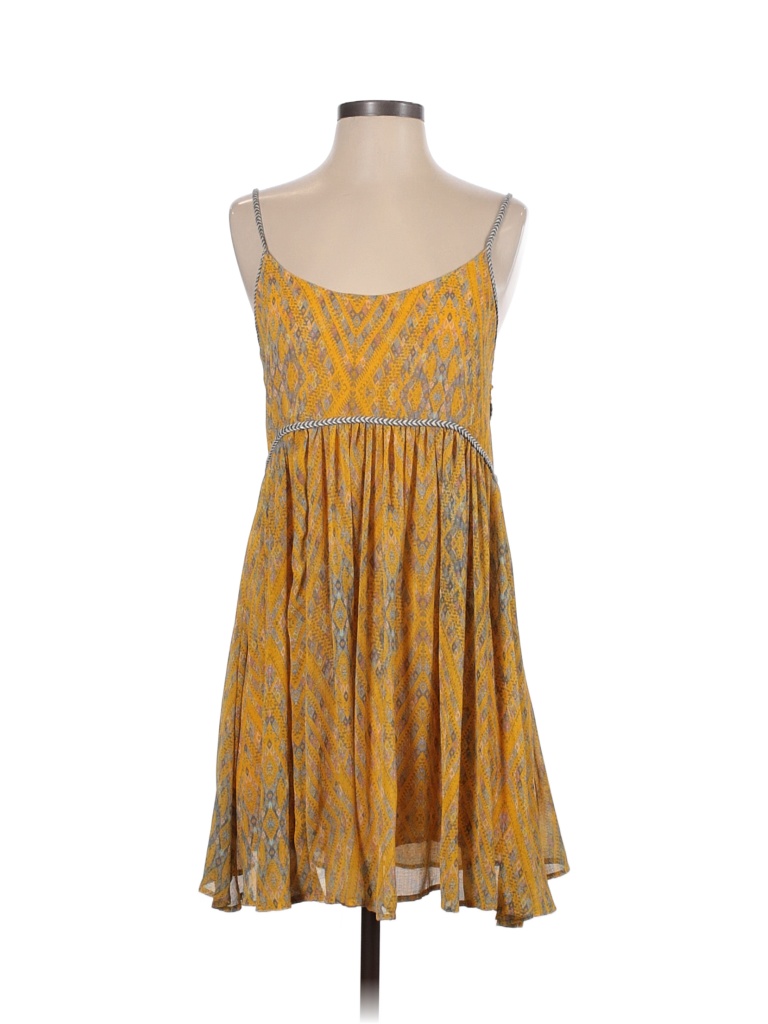 Free People 100% Polyester Floral Yellow Casual Dress Size XS - 56% off ...