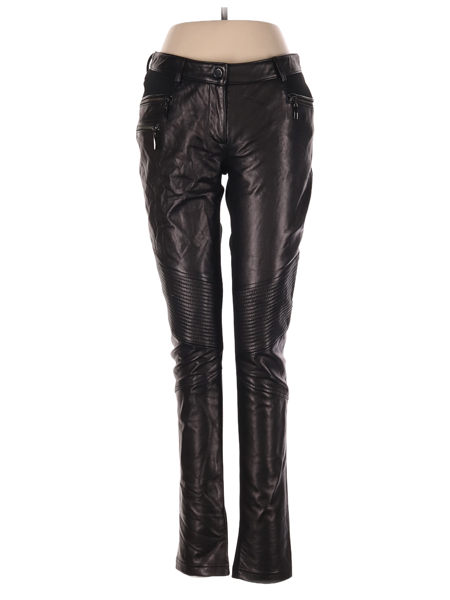 Cache Solid Black Leather Pants Size 4 - 64% off | thredUP