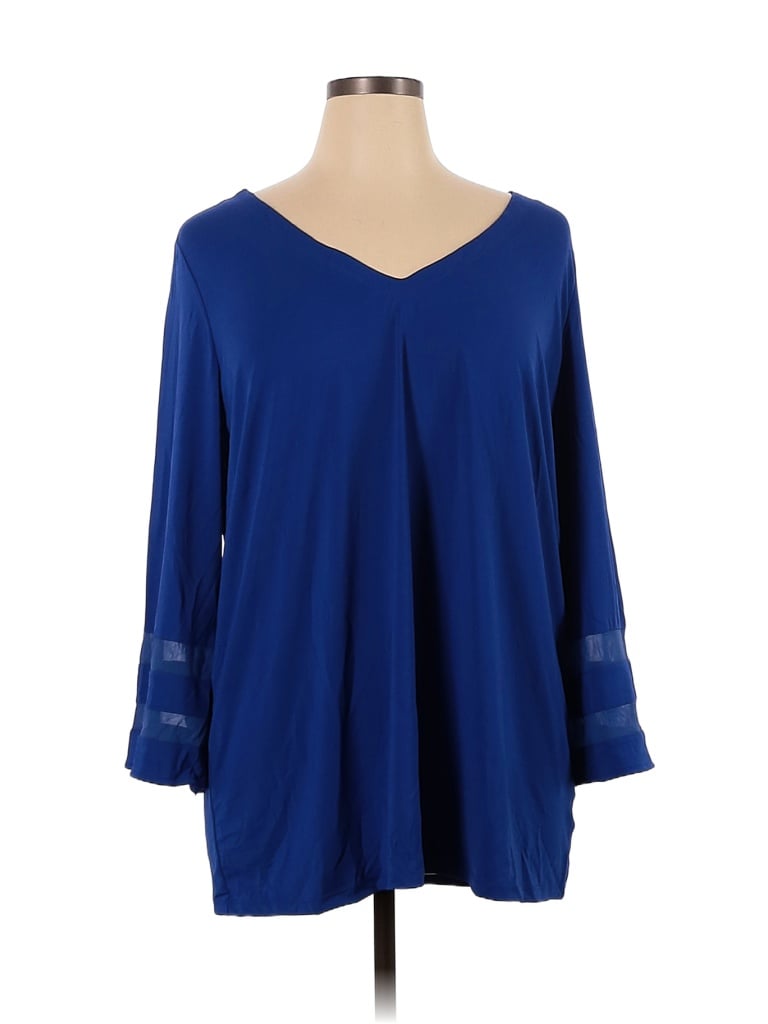 Jessica London Solid Sapphire Blue Long Sleeve Top Size 18 - 20 (Plus ...