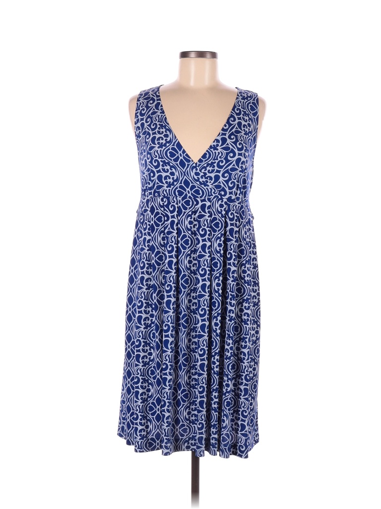 Glamour Floral Motif Blue Casual Dress Size 8 - photo 1