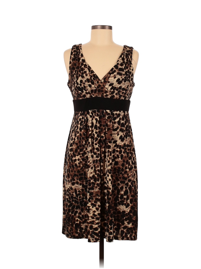 Ronni Nicole Animal Print Color Block Leopard Print Multi Color Brown Casual Dress Size 8 - photo 1