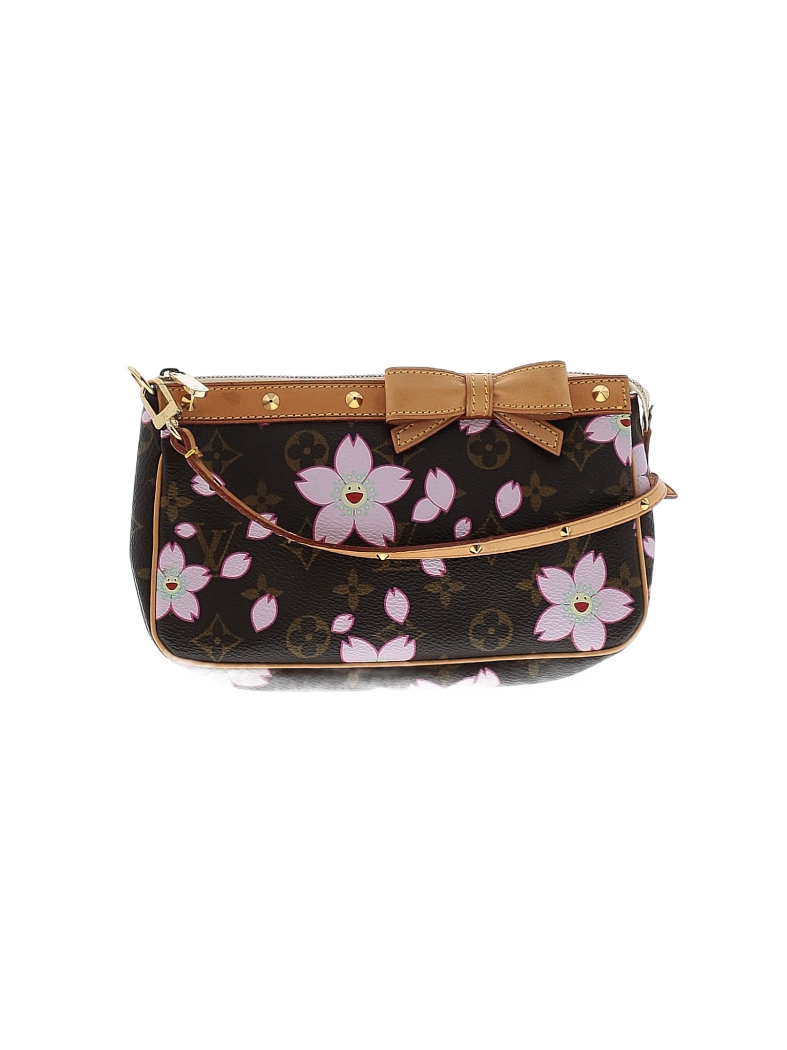 Louis Vuitton 100% Coated Canvas Color Block Floral Brown Vintage Monogram  Cherry Blossom Pochette Accessoires One Size - 29% off