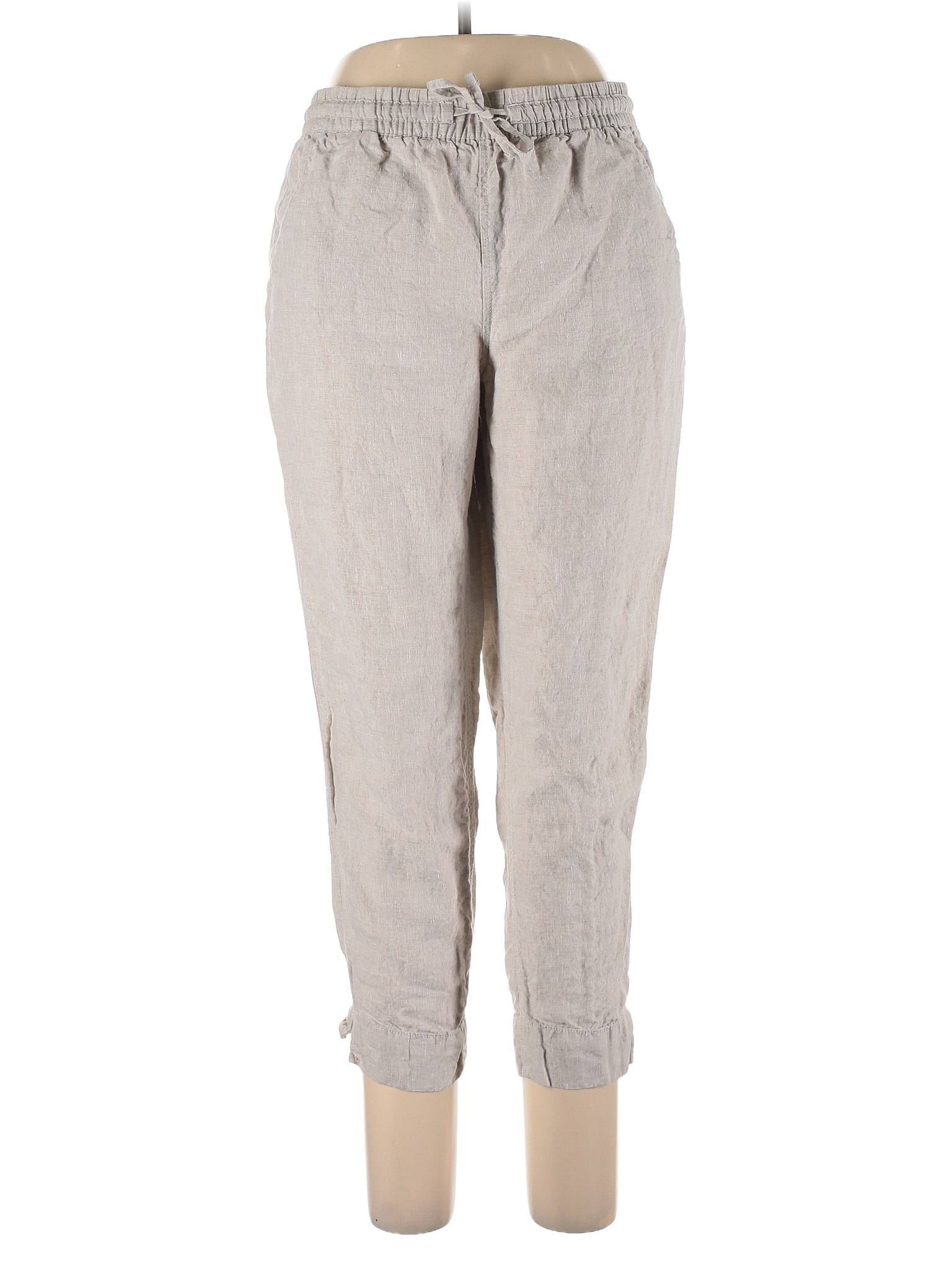 L.L.Bean 100 Linen Solid Gray Ivory Linen Pants Size 10 57 off
