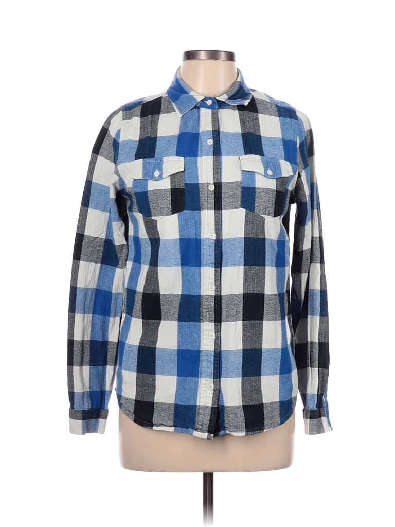 Rip Curl 100% Cotton Checkered-gingham Multi Color Blue Long Sleeve Button-Down Shirt Size L - photo 1