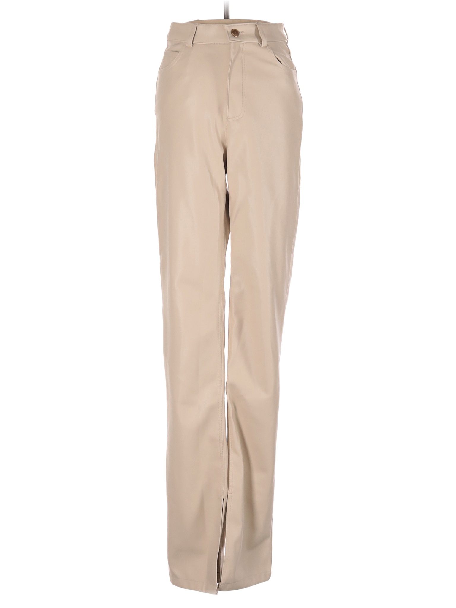 Zara 100 Polyurethane Solid Colored Tan Faux Leather Pants Size 00