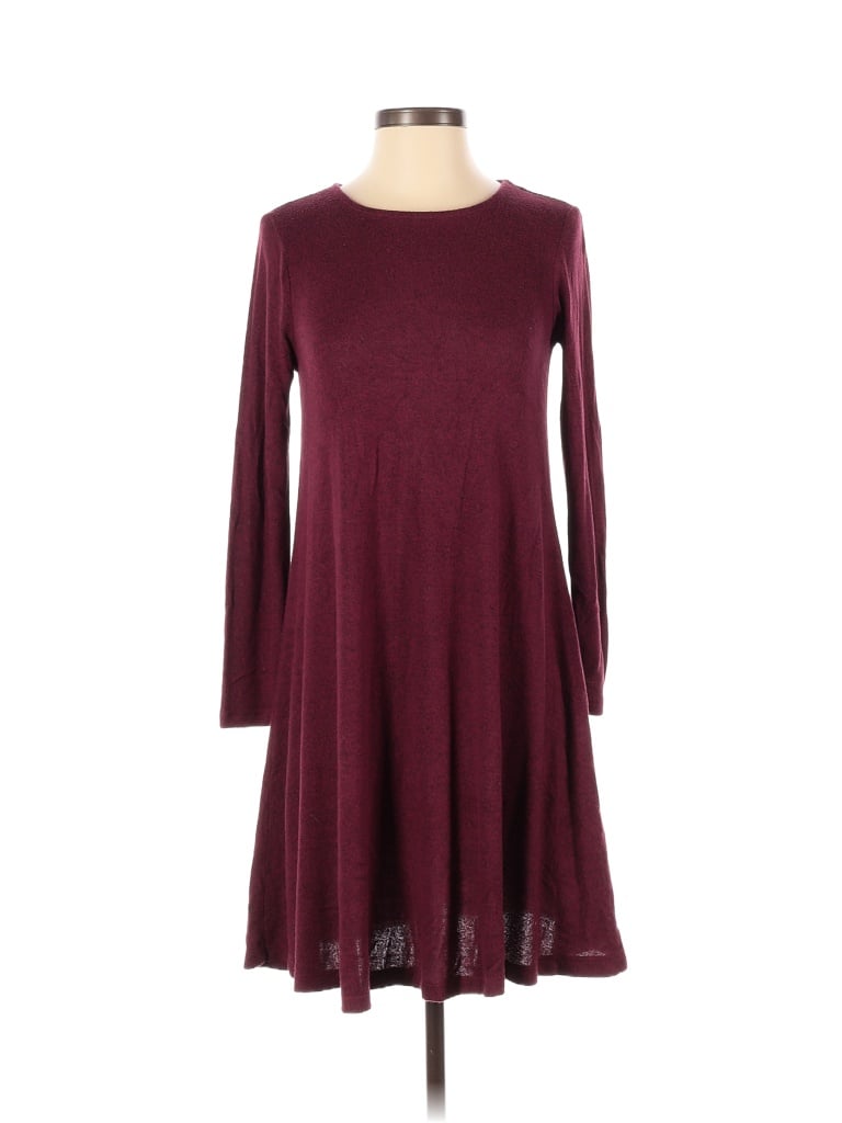 Old Navy Solid Marled Burgundy Casual Dress Size XS - photo 1