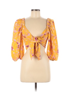 Chelsea And Walker Yellow Floral Crop Top (view 1)
