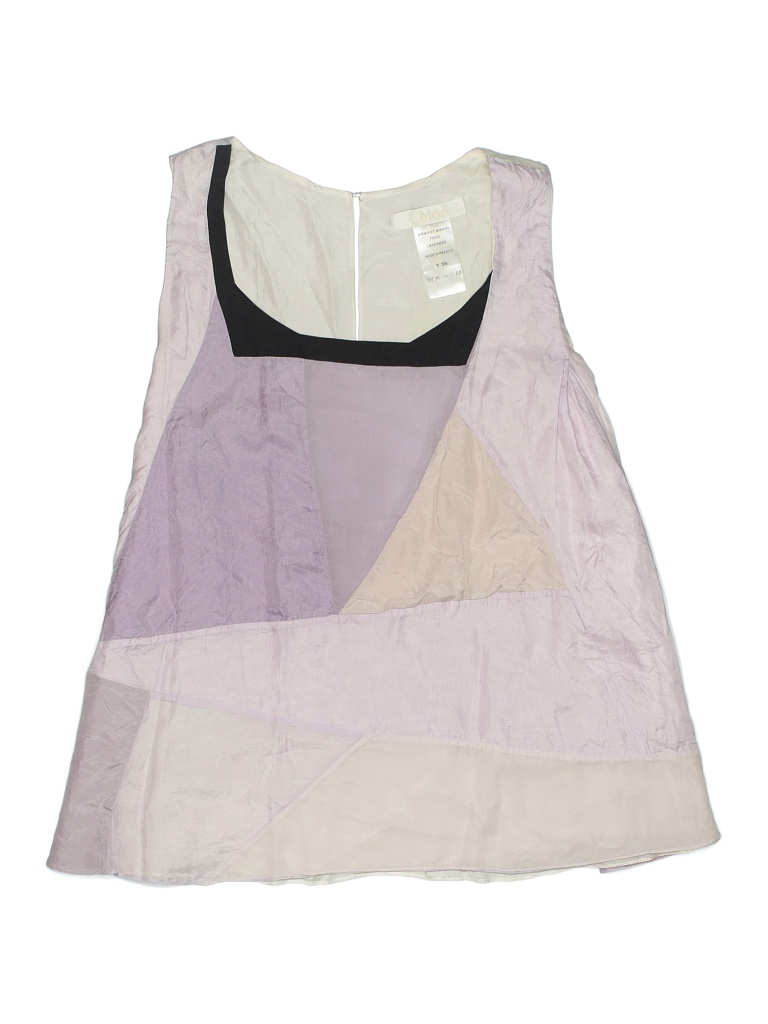 Chloé 100 Silk Multi Color Purple Sleeveless Silk Top 36 Waist Tall 74 Off Thredup 7230