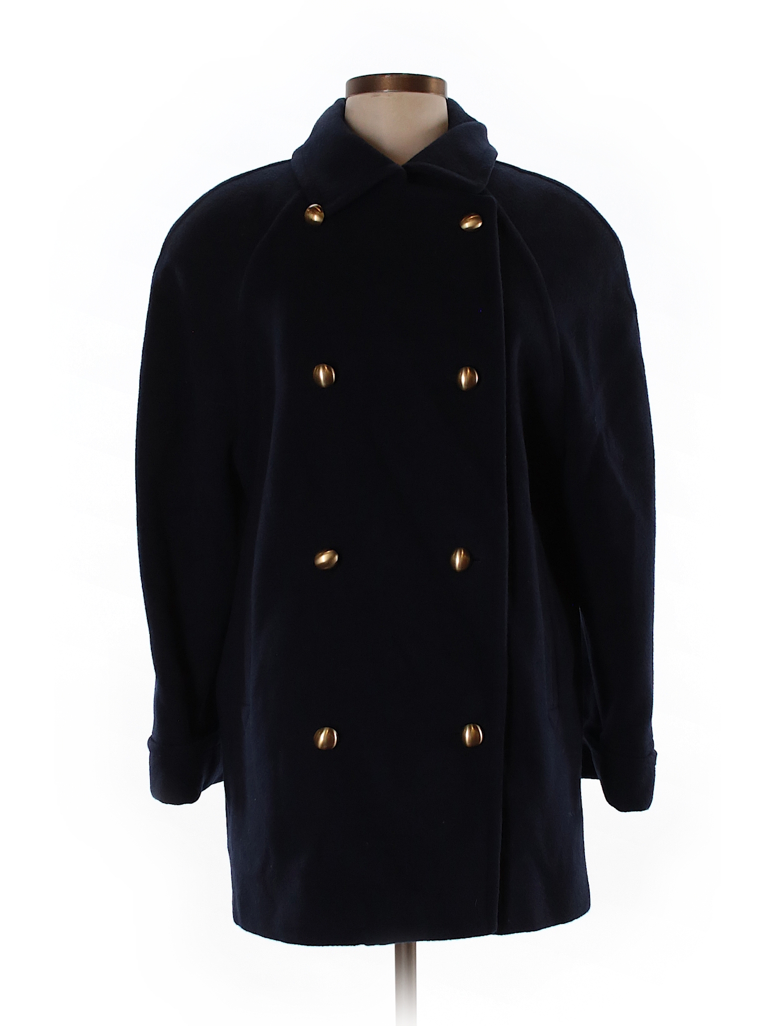 Mackintosh New England 100% Wool Solid Navy Blue Wool Coat Size 8 - 68% ...