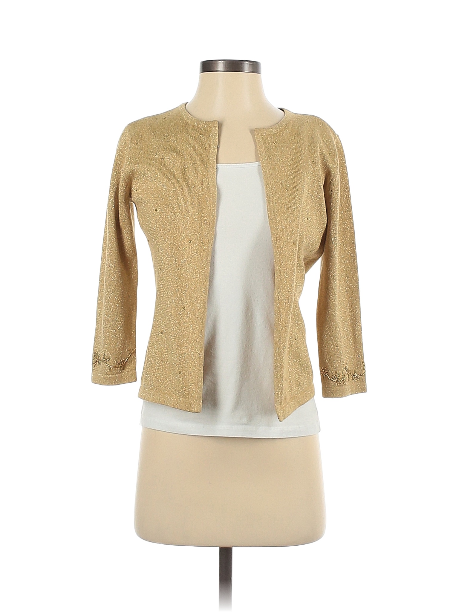 Casual Corner Color Block Solid Tan Cardigan Size XS - 67% off | thredUP