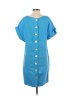 Finley 100% Linen Solid Blue Casual Dress Size XS - photo 2