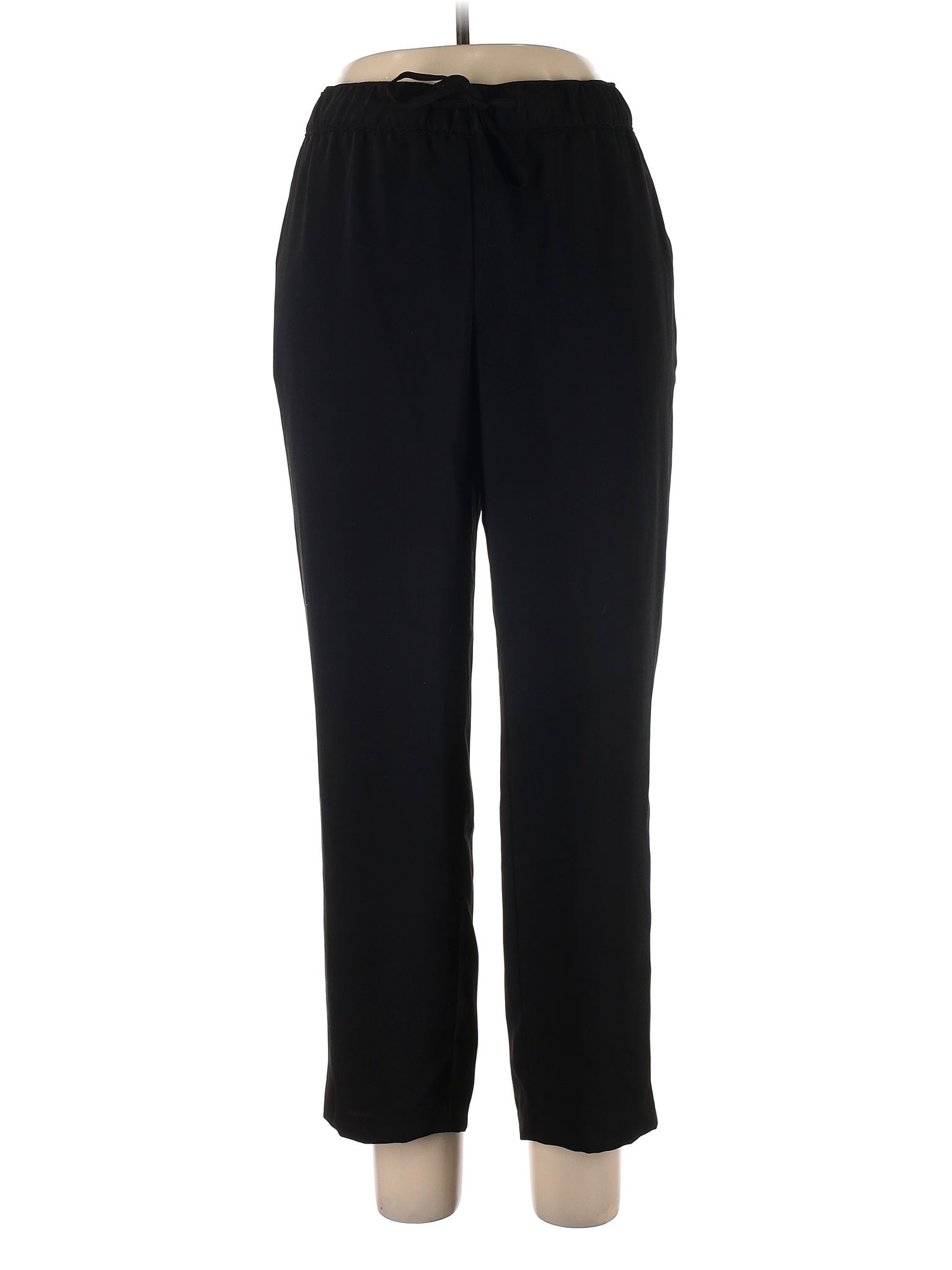 Ann Taylor LOFT 100% Polyester Solid Black Casual Pants Size L - 84% ...