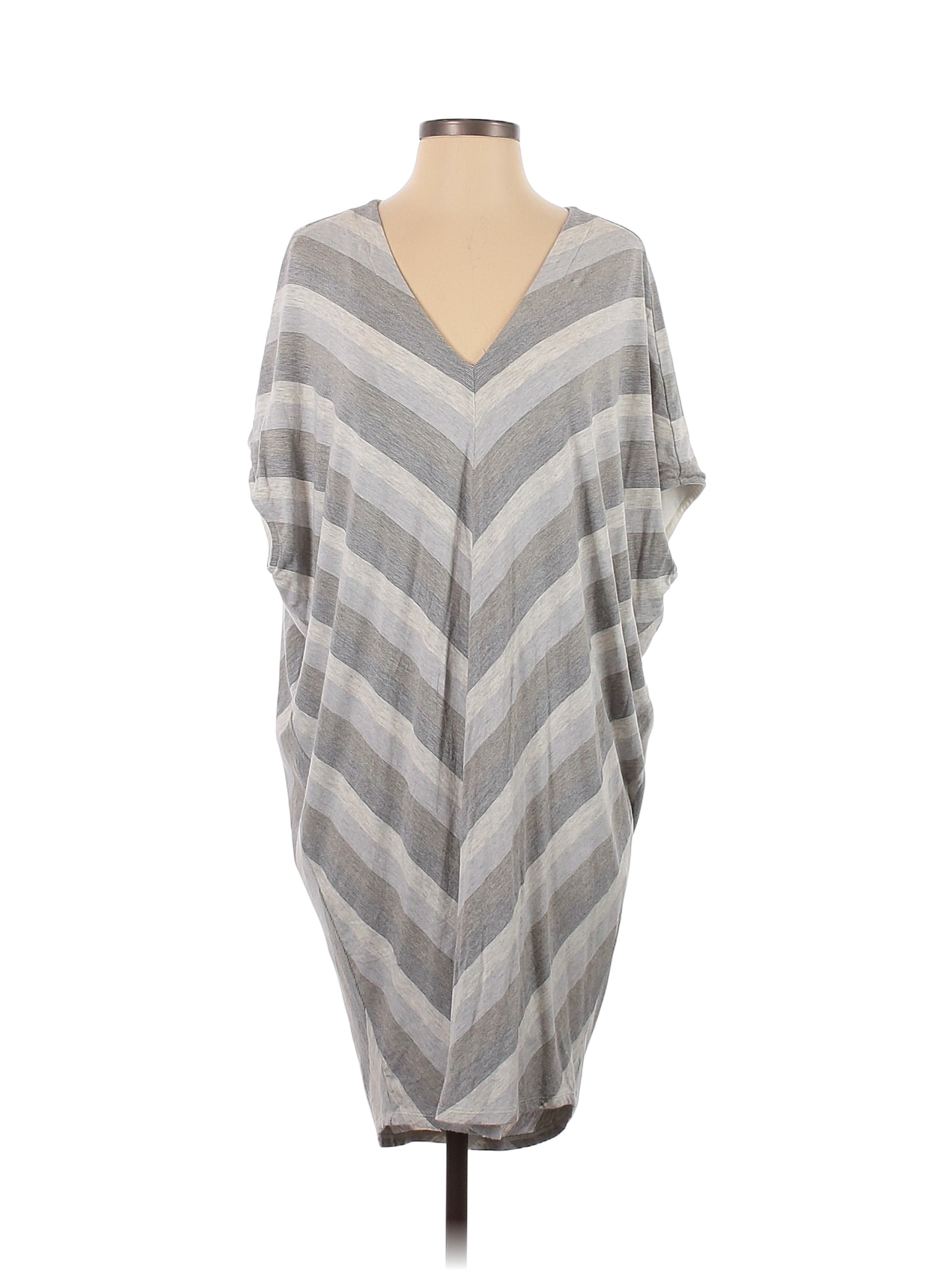 Bella Luxx Chevron Herringbone Chevron Multi Color Gray Casual Dress