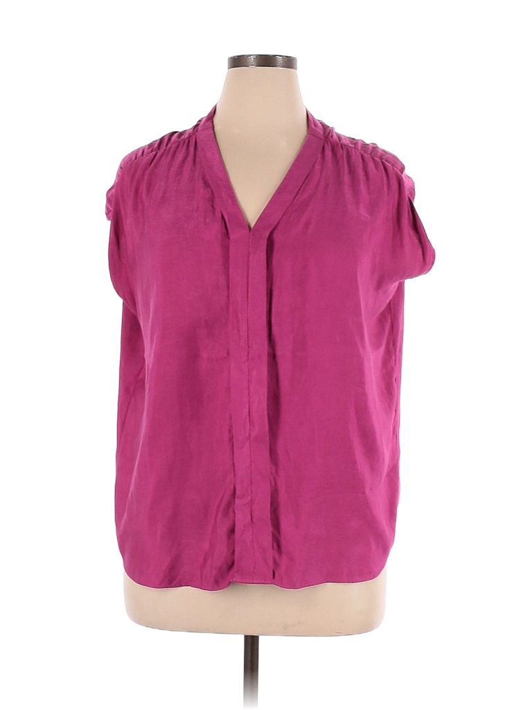 A N A A New Approach 100 Polyester Pink Short Sleeve Blouse Size Xl