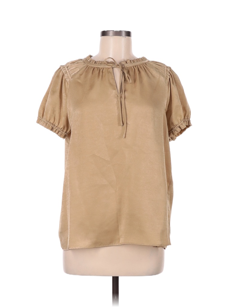 T Tahari 100% Polyester Colored Tan Short Sleeve Blouse Size M - photo 1