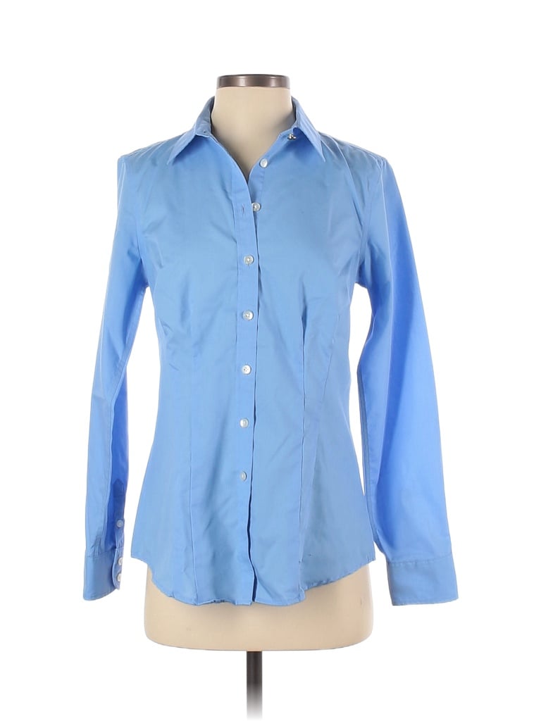 Van Heusen 100% Cotton Blue Long Sleeve Button-Down Shirt Size S - 75% ...