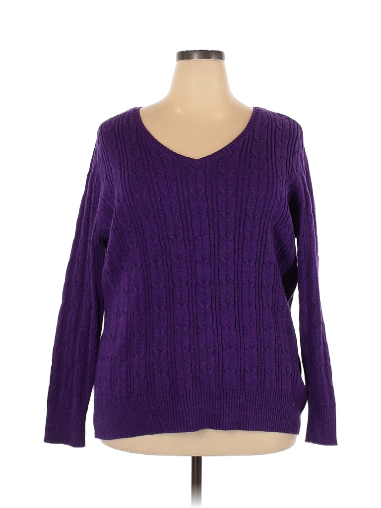 St. John's Bay Color Block Solid Purple Pullover Sweater Size 3X (Plus ...